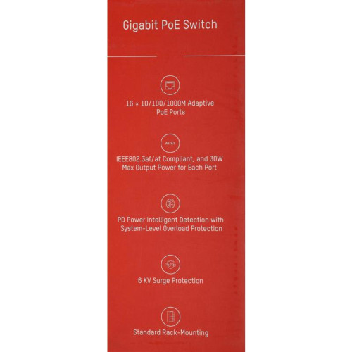 Коммутатор Hikvision DS-3E0518P-E 17x1Гбит/с 1SFP 16PoE+ 230W неуправляемый