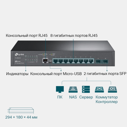 Коммутатор/ JetStream 8-Port Gigabit L2 Managed Switch with 2 SFP Slots UKplug