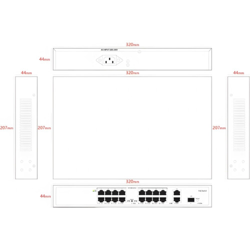 Коммутатор Tiandy TC-P3S019 H/1621/AT/180