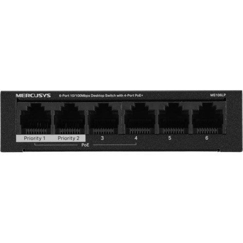 Коммутатор Mercusys MS106LP (L2) 6x100Мбит/с 4PoE+ 40W неуправляемый