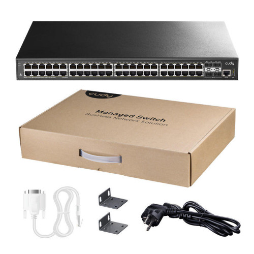 Коммутатор/ 48-Port Layer 3 Managed Gigabit Switch,48 Gigabit Ethernet ports + 4 10 Gigabit uplink SFP optical ports + 1 USB serial port + 1 console port, backplane bandwidth 176Gbps, three-layer network management function, support routing, DHCP, VLAN, M Коммутатор/ 48-Port Layer 3 Managed Gigabit Switch,48 Gigabit Ethernet ports + 4 10 Gigabit uplink SFP optical ports + 1 USB serial port + 1 console port, backplane bandwidth 176Gbps, three-layer network management function, support routing, DHCP, VLAN, M