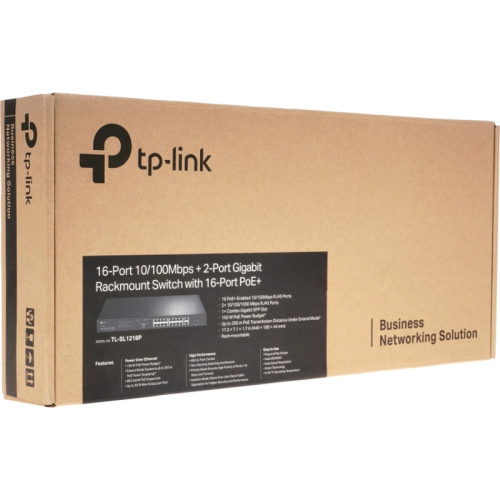 Коммутатор/ 16-port 10/100Mbps unmanaged switch, 16 PoE+ ports, 1GB RJ-45 + 1 RJ-45/SFP combo slot, 150W PoE budget