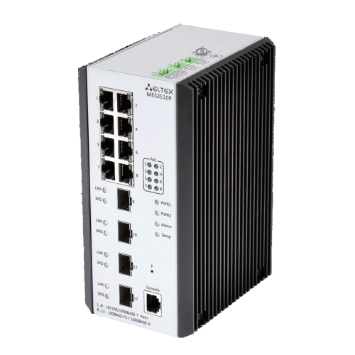 Ethernet-коммутатор MES3510P, 8 портов 10/100/1000BASE-T (PoE/PoE+), 4 порта 100BASE-FX/1000BASE-X (SFP), L3