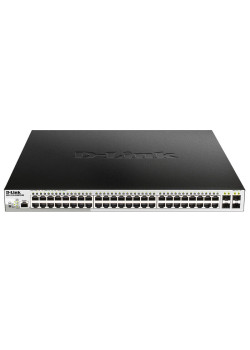 Коммутатор/ DGS-1210-52MPP/ME Managed L2 Metro Ethernet Switch 48x1000Base-T PoE, 4x1000Base-X SFP, PoE Budget 740W, Surge 6KV, CLI, RJ45 Console, Dying Gasp