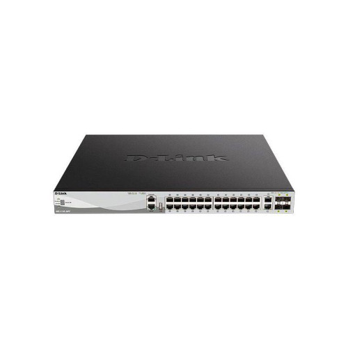 Коммутатор/ DGS-3130-30PS Managed L3 Stackable Switch 24x1000Base-T PoE, 2x10GBase-T, 4x10GBase-X SFP+, PoE Budget 370W (740W with DPS-700), Surge 6KV, CLI, 1000Base-T Management, RJ45 Console, USB, RPS, Dying Gasp