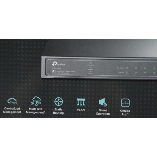 Коммутатор TP-Link JetStream SG2008P (L2) 8x1Гбит/с 4PoE+ 62W управляемый