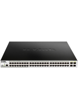 Коммутатор/ DGS-1210-52MP/ME/B Managed L2 Metro Ethernet Switch 48x1000Base-T PoE, 4x1000Base-X SFP, PoE Budget 370W, Surge 6KV, CLI, RJ45 Console, Dying Gasp