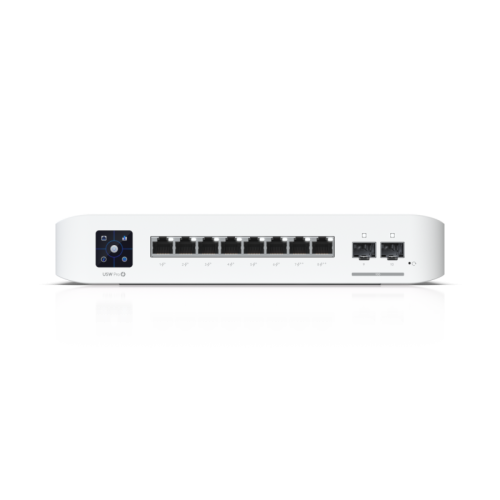 Коммутатор/ UniFi Pro 8 PoE has 8 ports (6 PoE+, 2 PoE++), 120W total PoE, 56 Gbps switching