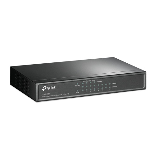 8-Port Gigabit Desktop PoE Switch, 8 Gigabit RJ45 ports including 4 PoE ports, steel case