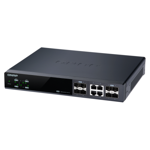 Коммутатор/ QNAP QSW-M804-4C 10 Gbps managed switch with 8 SFP + ports, 4 of which are combined with RJ-45, throughput up to 160 Gbps, JumboFrame support.