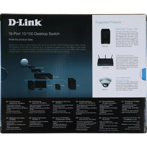 Коммутатор D-Link DES-1016A/E2A 16x100Мбит/с неуправляемый