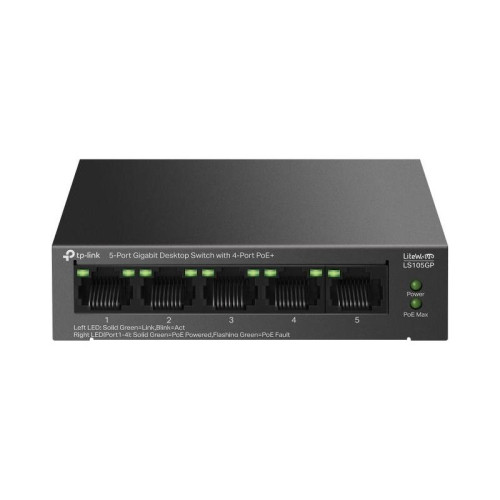 Коммутатор TP-Link LS105GP (L2) 5x1Гбит/с 4PoE 65W неуправляемый