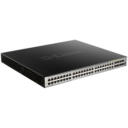 Коммутатор/ DGS-3630-52PC/*SI Managed L3 Stackable Switch 44x1000Base-T PoE, 4x10GBase-X SFP+, 4xCombo 1000Base-T PoE/SFP, PoE Budget 370W (740W with DPS-700), Surge 6KV, CLI, 1000Base-T Management, RJ45 Console, mini-USB Console, USB, RPS, Alarm RJ-45, D