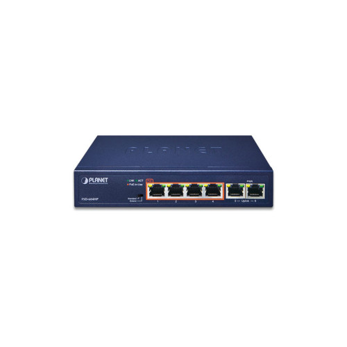 коммутатор/ PLANET 4-Port 10/100TX 802.3at POE + 2-Port 10/100TX Desktop Switch (60W POE Budget, 250m Extend mode, fanless, internal Power Supply)