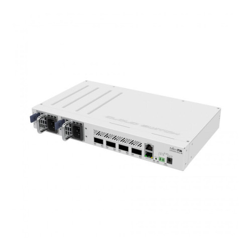 Коммутатор/ CRS504-4XQ-IN Cloud Router Switch with Quad-Core A9531 650 MHz CPU, 16 x 25G port 98DX4310 switch chip, 64 MB RAM, 4 x 100G QSFP28 ports, 1 x 100Mbit Eth port for management, RouterOS L5, desktop case