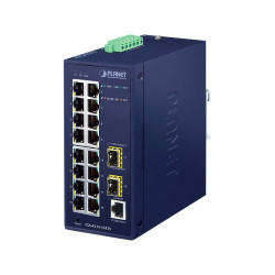 коммутатор/ PLANET IGS-4215-16T2S IP30 Industrial L2/L4 16-Port 10/100/1000T + 2-Port 100/1000X SFP Managed Switch (-40~75 degrees C, dual redundant power input on 12~48VDC/24VAC terminal block)