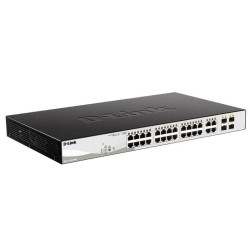Коммутатор D-Link DGS-1210-28MP/F3A Настраиваемый L2 коммутатор с 24 портами 10/100/1000Base-T и 4 комбо-портами 100/1000Base-T/SFP (24 порта PoE 802.3af/at, PoE-бюджет 370 Вт)