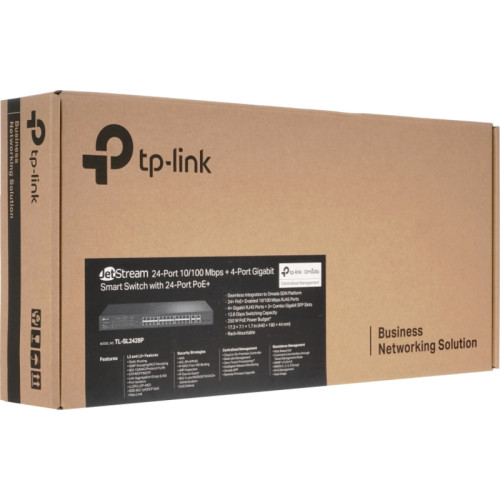 Коммутатор/ 24-Port L2 Switch 10/100Mbps + 4-port Gigabit with 24-port PoE+, PoE budget up to 250W, support PoE power management, with abundant L2 features,1U rack mountable, full managed via web UI/CLI/SSH/Telnet/SNMP