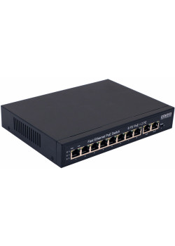 OSNOVO PoE коммутатор, 8 x FE с поддержкой PoE (IEEE 802.3af/at), 2 x FE, до 30W на порт, суммарно до 120W