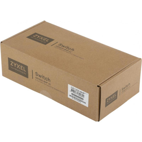 Коммутатор Zyxel GS1200-8HPV2-EU0101F (L2) 8x1Гбит/с 4PoE+ 60W управляемый