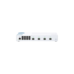 Коммутатор/ QNAP QSW-M408S 10 Gbps managed switch with 4 SFP + ports, 8 1 Gbps RJ-45 ports, bandwidth up to 96 Gbps, JumboFrame support.