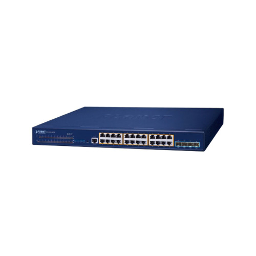 коммутатор/ PLANET Layer 3 24-Port 10/100/1000T 802.3at PoE + 4-Port 10G SFP+ Stackable Managed Switch (370W PoE budget, Hardware stacking up to 8 units, hardware-based Layer 3 IPv4/IPv6 Routing and VRRP, supports ERPS Ring)