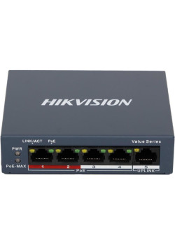 Коммутатор Hikvision DS-3E0105P-E/M(B) 4x100Мбит/с 4PoE+ 35W неуправляемый