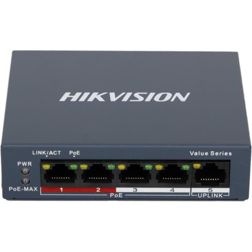Коммутатор Hikvision DS-3E0105P-E/M(B) 4x100Мбит/с 4PoE+ 35W неуправляемый