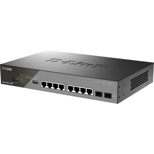 Сетевой коммутатор/ Smart L2 Surveillance Switch 8х1000Base-T PoE, 2x1000Base-X SFP, PoE Budget 130W, Long-range PoE up to 250m