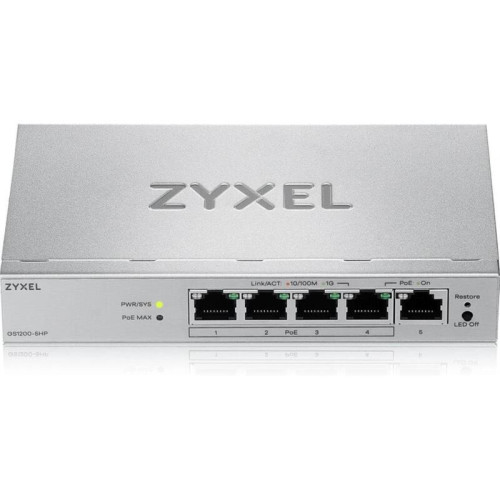 Коммутатор Zyxel GS1200-5HPV3-EU0101F (L2) 5x1Гбит/с 4PoE+ 68W управляемый Коммутатор Zyxel GS1200-5HPV3-EU0101F (L2) 5x1Гбит/с 4PoE+ 68W управляемый