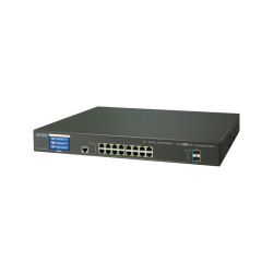 коммутатор/ PLANET GS-5220-16T2XV L2+/L4 16-Port 10/100/1000T + 2-Port 10G SFP+ Managed Switch with Color LCD Touch Screen, Hardware Layer3 IPv4/IPv6 Static Routing, ERPS Ring,Cybersecurity features