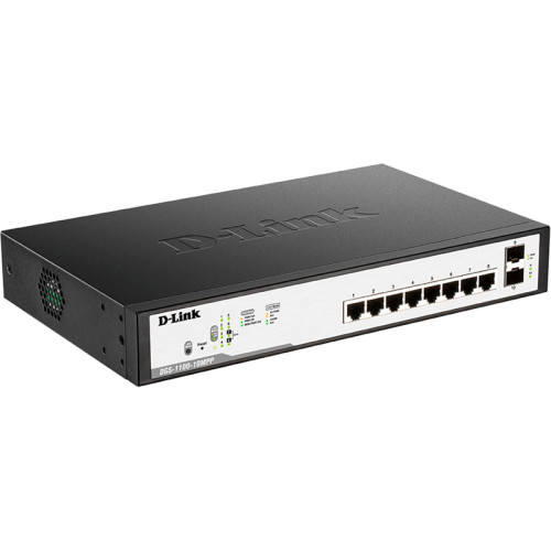 Коммутатор/ DGS-1100-10MPP/C EasySmart L2 Switch 8х1000Base-T PoE, 2x1000Base-X SFP, Surge 2KV, PoE Budget 242W Коммутатор/ DGS-1100-10MPP/C EasySmart L2 Switch 8х1000Base-T PoE, 2x1000Base-X SFP, Surge 2KV, PoE Budget 242W