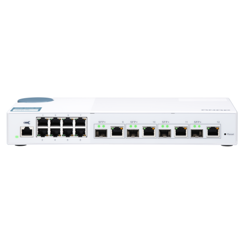 Коммутатор/ QNAP QSW-M408-4C 10 Gbps managed switch with 4 SFP + ports, combined with RJ-45, 8 1 Gbps RJ-45 ports, bandwidth up to 96 Gbps, JumboFrame support.