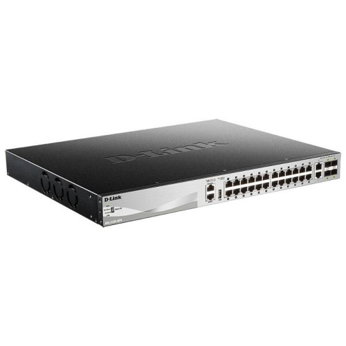 Коммутатор D-Link DGS-3130-30PS/B (L3) 24x1Гбит/с 2x10Гбит/с 4xКомбо(10GBase-T/SFP+) 4SFP+ 24PoE 370W управляемый