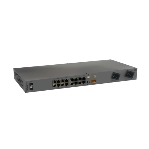 Коммутатор/ L3 управляемый коммутатор TORUS S1-2-16L, 24х10/100/1000 Mbps RJ45, 2x 10 GbE SFP+ , LTE (wideband) CAT9, 4 eSIM, Консольный порт USB Type C, 16к MAC-адресов, 2 встроенных БП, AC: 90–260 В, 50–60 Гц DC: 36-57 B