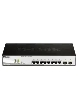 Коммутатор/ DGS-1210-10P/FL Managed L2 Switch 8x1000Base-T PoE, 2x1000Base-X SFP, PoE Budget 65W, Surge 6KV, CLI