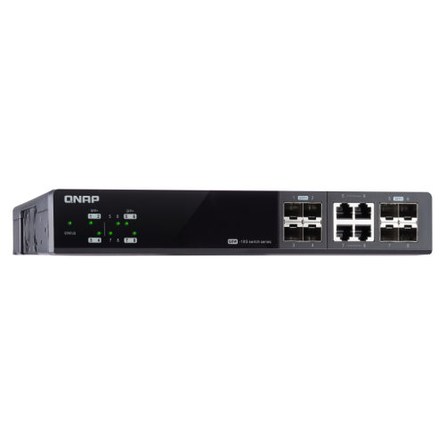 Коммутатор/ QNAP QSW-M804-4C 10 Gbps managed switch with 8 SFP + ports, 4 of which are combined with RJ-45, throughput up to 160 Gbps, JumboFrame support.