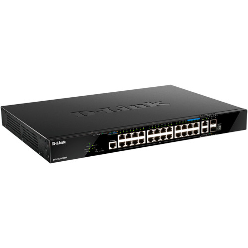 Коммутатор/ DGS-1520-28MP Managed L3 Stackable Switch 20x1000Base-T PoE, 4x2.5GBase-T PoE, 2x10GBase-T, 2x10GBase-X SFP+, PoE Budget 370W (740W with DPS-700), CLI, RJ45 Console, RPS