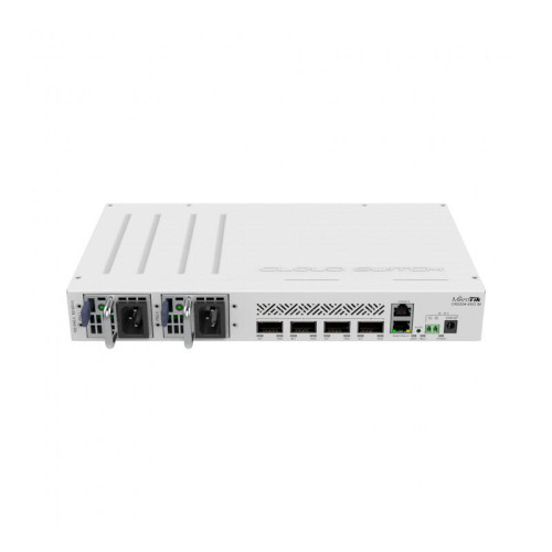 Коммутатор/ CRS504-4XQ-IN Cloud Router Switch with Quad-Core A9531 650 MHz CPU, 16 x 25G port 98DX4310 switch chip, 64 MB RAM, 4 x 100G QSFP28 ports, 1 x 100Mbit Eth port for management, RouterOS L5, desktop case