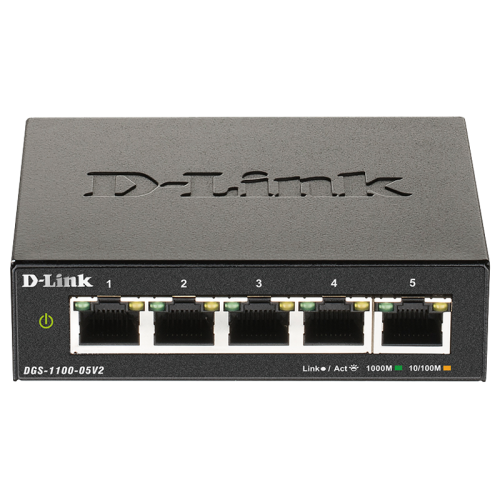 Коммутатор/ DGS-1100-05V2 EasySmart L2 Switch 5х1000Base-T