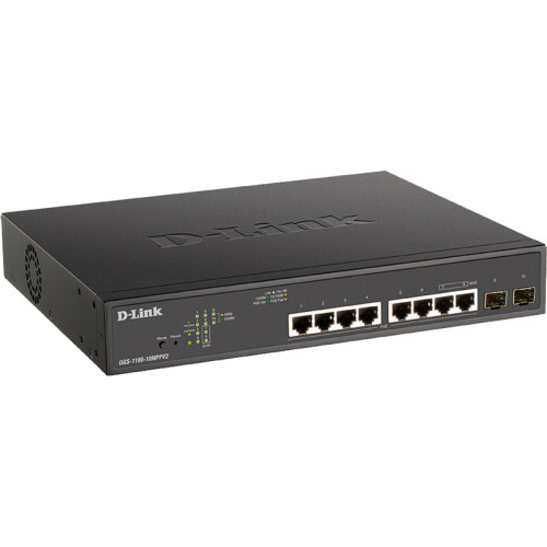 Коммутатор/ EasySmart L2 Switch 8х1000Base-T PoE, 2x1000Base-X SFP, PoE Budget 242W, 2 PoE ports 802.3bt (90W)