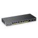 Zyxel GS1100-10HP 8xGE PoE+ 2xSFP PoE+ Switch Desktop Silent 130W PoE Budget Kensigton lock