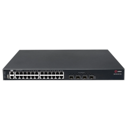 Коммутатор/ Управляемый стекируемый коммутатор уровня L3 с поддержкой PoE 802.3af/at, 24 порта 10/100/1000 BASE-T, 4 порта 10GbE SFP+, 4K VLAN, 32K MAC адресов, консольный порт, 1 MGMT порт, 1 порт USB 2.0 (на передней панели), 2 сменных БП (поставляются 