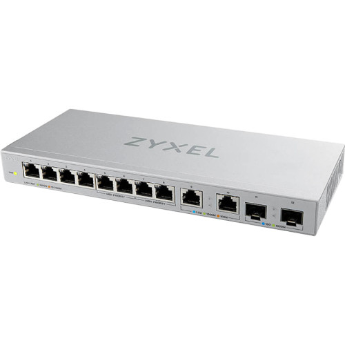 Switch Zyxel XGS1010-12, 8xGE, 2x1/2.5GE, 2xSFP+, desktop, silent