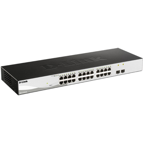 Коммутатор/DGS-1210-26/FL Managed L2 Switch 24x1000Base-T, 2x1000Base-X SFP, Surge 6KV, CLI