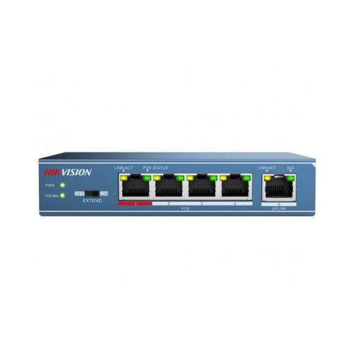 Коммутатор Hikvision DS-3E0105P-E(B) 4x100Мбит/с 4PoE 58W неуправляемый