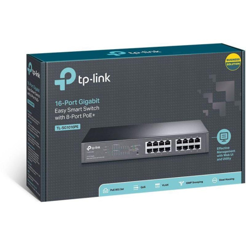Коммутатор TP-Link TL-SG1016PE (L2) 16x1Гбит/с 8PoE+ 110W управляемый