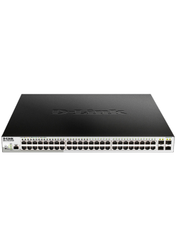 Коммутатор/ DGS-1210-52P/ME/B Managed L2 Metro Ethernet Switch 48x1000Base-T PoE, 4x1000Base-X SFP, PoE Budget 193W, Surge 6KV, CLI, RJ45 Console, Dying Gasp
