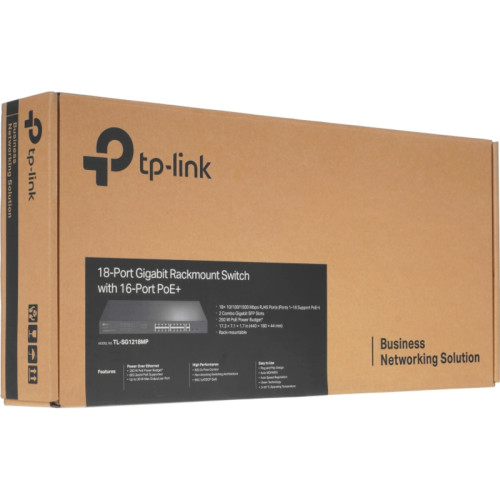Коммутатор TP-Link TL-SG1218MP (L2) 18x1Гбит/с 2xКомбо(1000BASE-T/SFP) 16PoE+ 250W неуправляемый Коммутатор TP-Link TL-SG1218MP (L2) 18x1Гбит/с 2xКомбо(1000BASE-T/SFP) 16PoE+ 250W неуправляемый