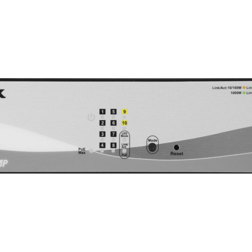 Коммутатор/ Smart L2 Switch 8х1000Base-T PoE, 2х1000Base-X SFP, PoE Budget 130W, Compact CLI